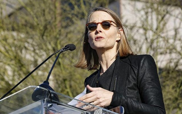 Jodie Foster speaks at the UTA "United Voices" Rally at United Talent Agency headquarters on Friday, Feb. 24, 2017, in Beverly Hills, California. (Willy Sanjuan/Invision/AP) Jodie Foster speaks at the UTA "United Voices" Rally at United Talent Agency headquarters on Friday, Feb. 24, 2017, in Beverly Hills, California. (Willy Sanjuan/Invision/AP)